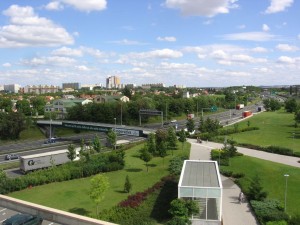 Centrum Chodov - výhled na dálnici D1 a sídliště Opatov