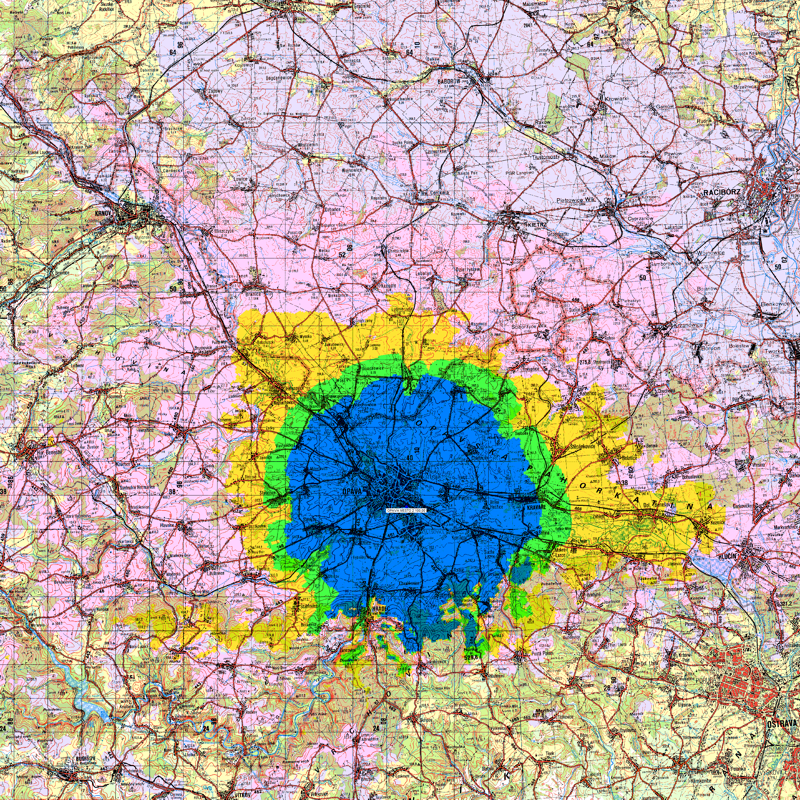 T - mapka zsahu 100.0 MHz/200W Opava (Kiss Morava)