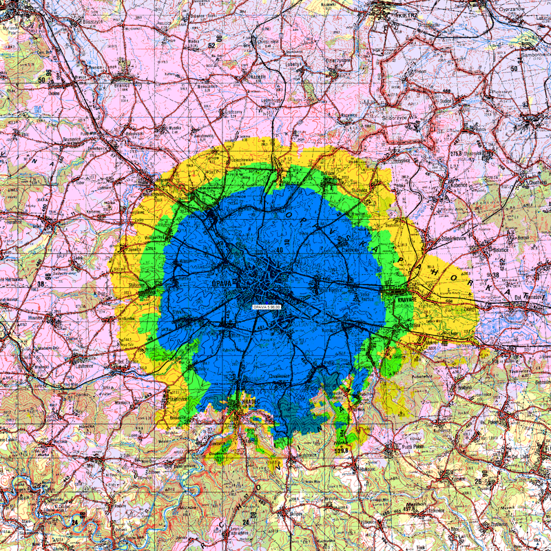 Pokryt Color Music Radia 90.1 MHz/100W