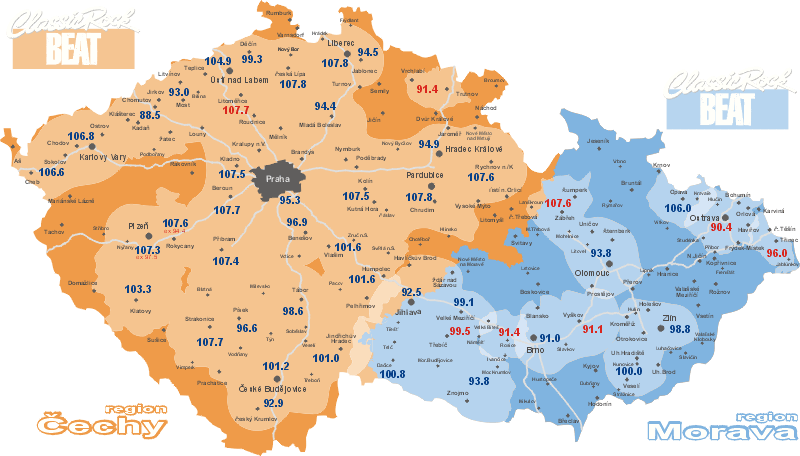 Pokryt Radia Beat 4/2011; region echy/Morava