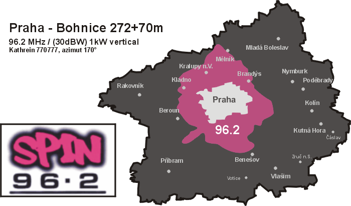 Pokryt Radia Spin 96.2 FM