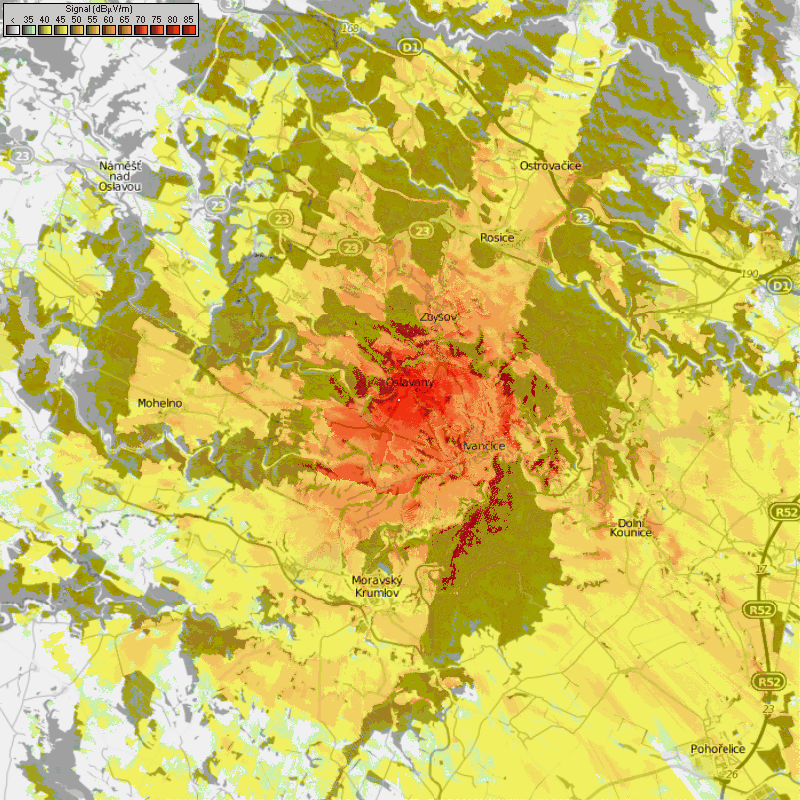 mapka 150W ERP (N) pro: Oslavany/Oslavansk star hora 284+30m