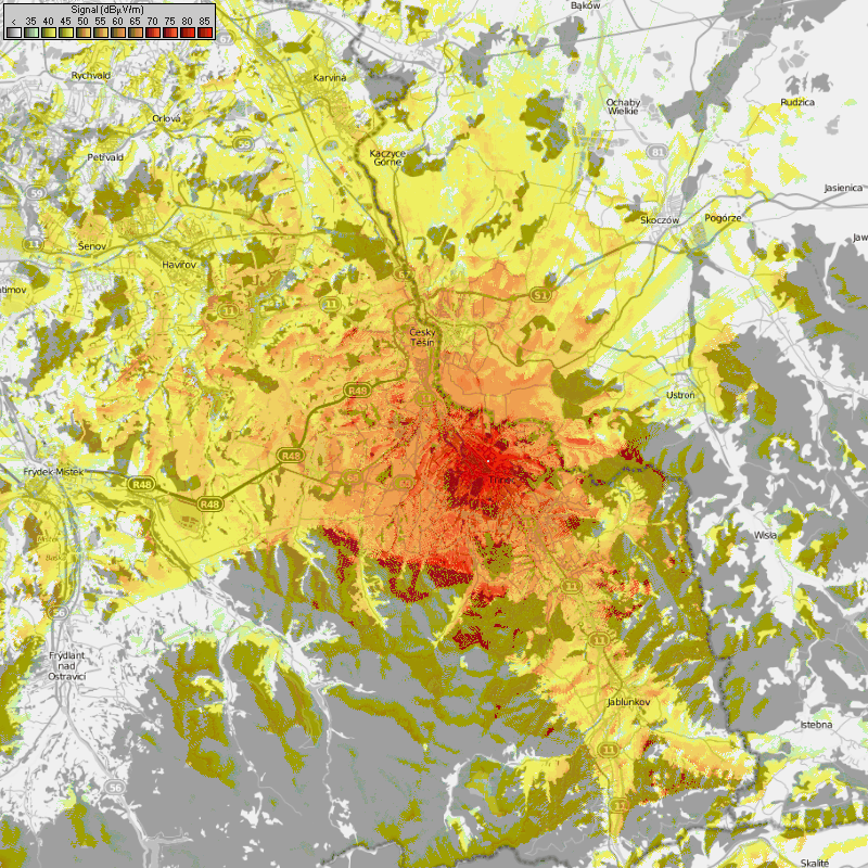 mapka 200W ERP D=230 pro Tinec/Osvky 320+45m