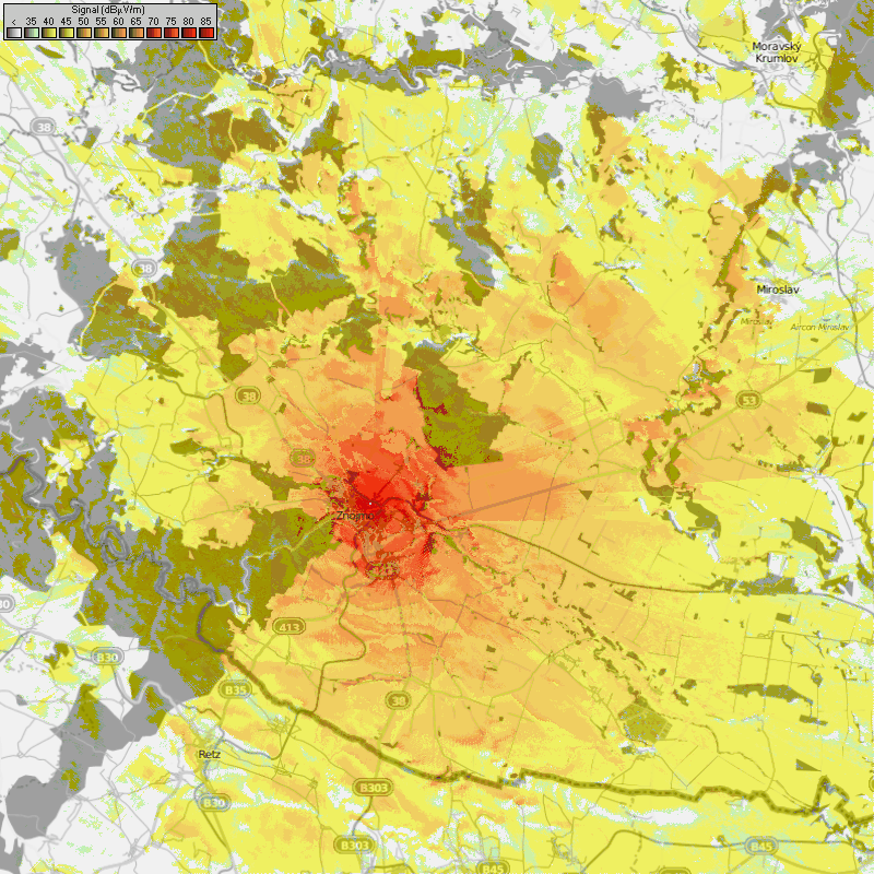 mapka 150W ERP (D) pro: Znojmo/Palackho 280+30m